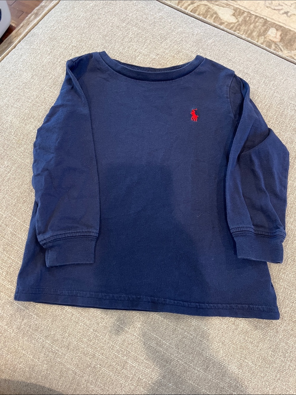 Ralph Lauren Navy Long Sleeve Tee with Red Pony Embroidery
